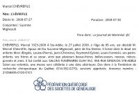 Fiche de décès Fiche de décès