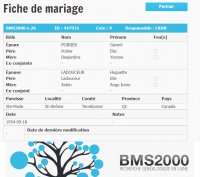 Fiche de mariage Fiche de mariage